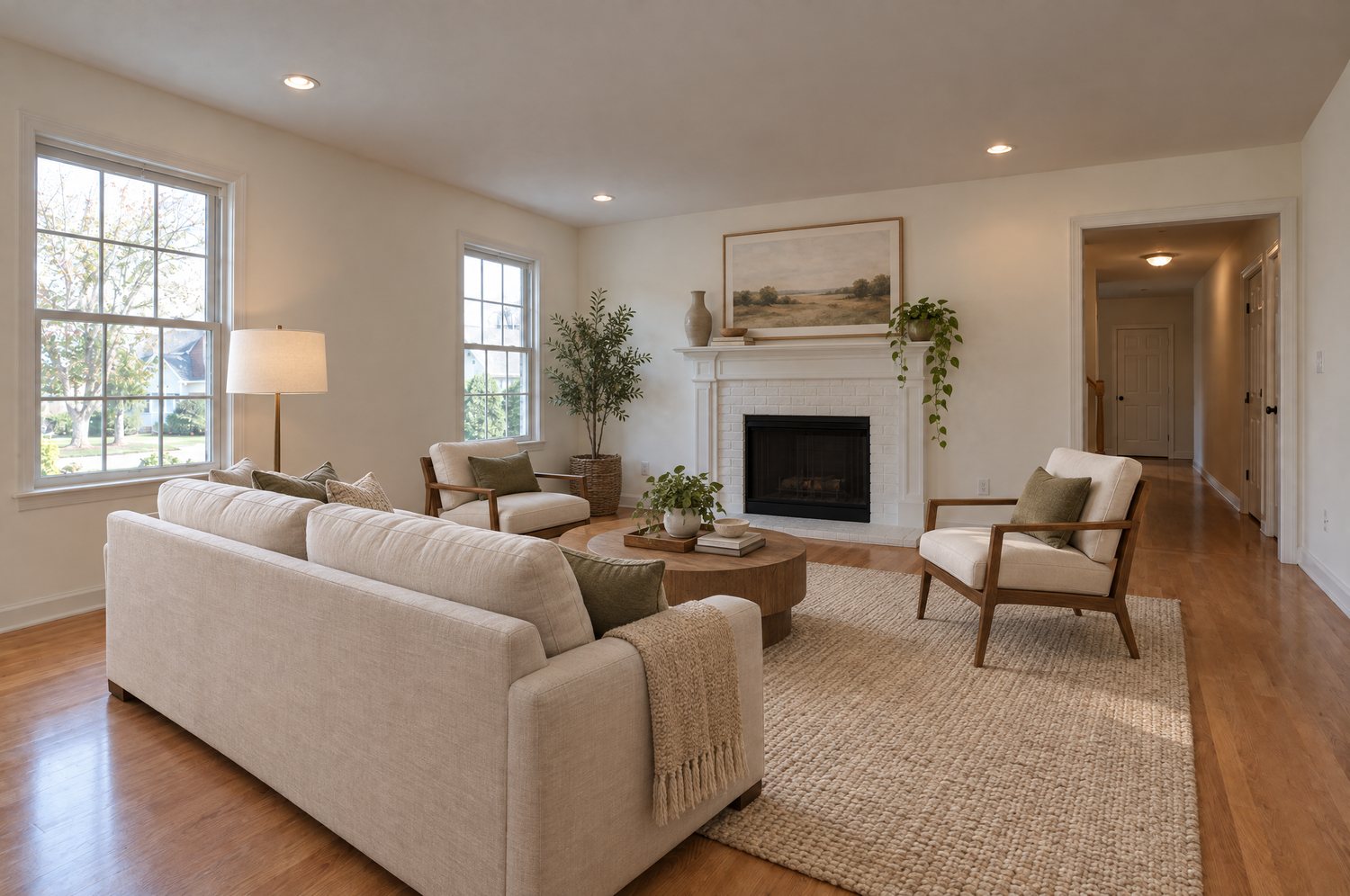 Living room, virtually staged